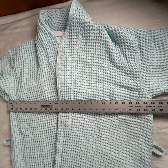 Brooklinen Waffle Robe Womens XL 100% Turkish Cotton Light Blue Lightweight New - Picture 7 of 11